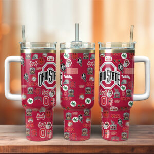 Ohio State Buckeyes NCAA Sports Custom Stanley Quencher 40oz Stainless Steel Tumbler With Handle - Threewoofs