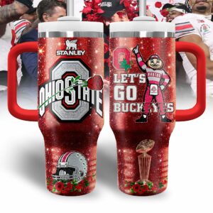 Ohio State Buckeyes NCAA Sports Custom Stanley Quencher 40oz Stainless Steel Tumbler With Handle - Threewoofs