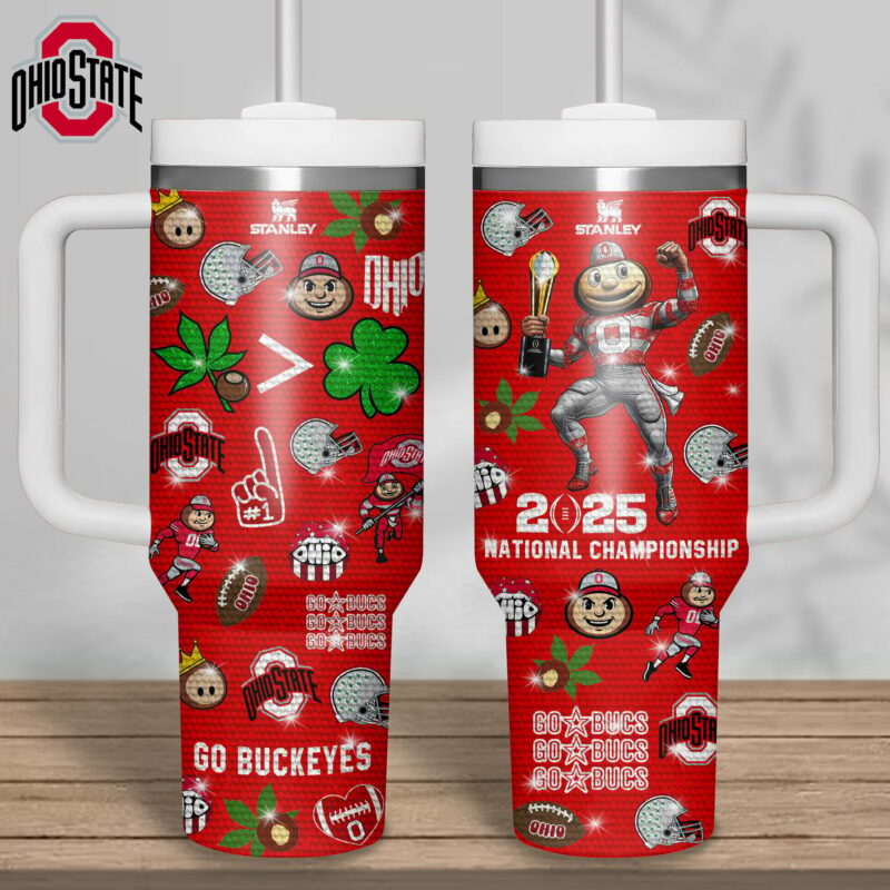 Ohio State Buckeyes NCAA Sports Custom Stanley Quencher 40oz Stainless Steel Tumbler With Handle - Threewoofs