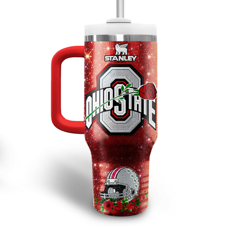 Ohio State Buckeyes NCAA Sports Custom Stanley Quencher 40oz Stainless Steel Tumbler With Handle - Threewoofs - Image 3