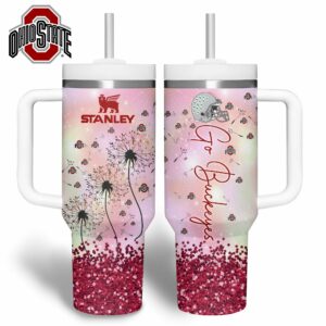 Ohio State Buckeyes NCAA Sports Custom Stanley Quencher 40oz Stainless Steel Tumbler With Handle - Threewoofs