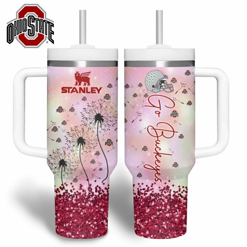 Ohio State Buckeyes NCAA Sports Custom Stanley Quencher 40oz Stainless Steel Tumbler With Handle - Threewoofs