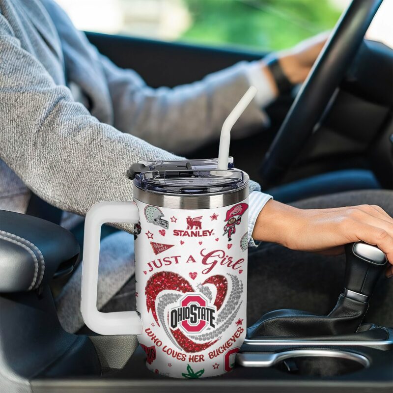 Ohio State Buckeyes NCAA Sports Custom Stanley Quencher 40oz Stainless Steel Tumbler With Handle - Threewoofs - Image 3