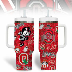 Ohio State Buckeyes NCAA Sports Custom Stanley Quencher 40oz Stainless Steel Tumbler With Handle - Threewoofs