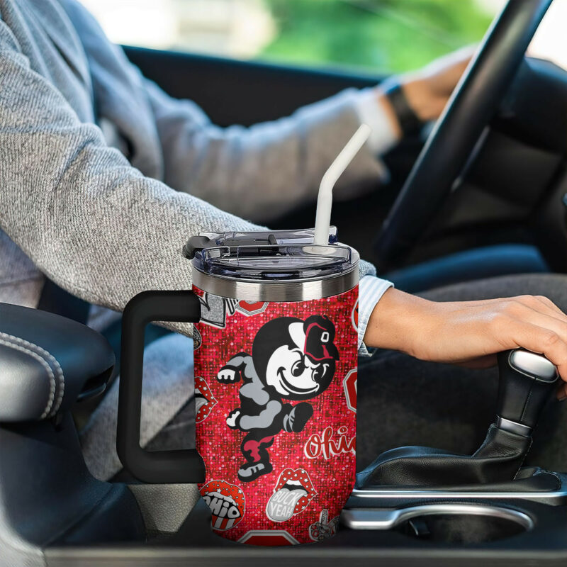 Ohio State Buckeyes NCAA Sports Custom Stanley Quencher 40oz Stainless Steel Tumbler With Handle - Threewoofs - Image 4