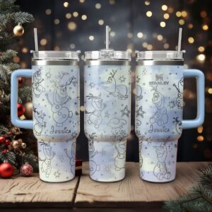 Olaf Frozen Cartoon Custom Stanley Quencher 40oz Stainless Steel Tumbler With Handle - Threewoofs