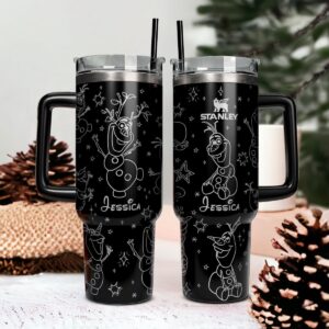 Olaf Frozen Cartoon Custom Stanley Quencher 40oz Stainless Steel Tumbler With Handle - Threewoofs