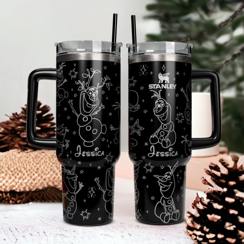 Olaf Frozen Cartoon Custom Stanley Quencher 40oz Stainless Steel Tumbler With Handle - Threewoofs