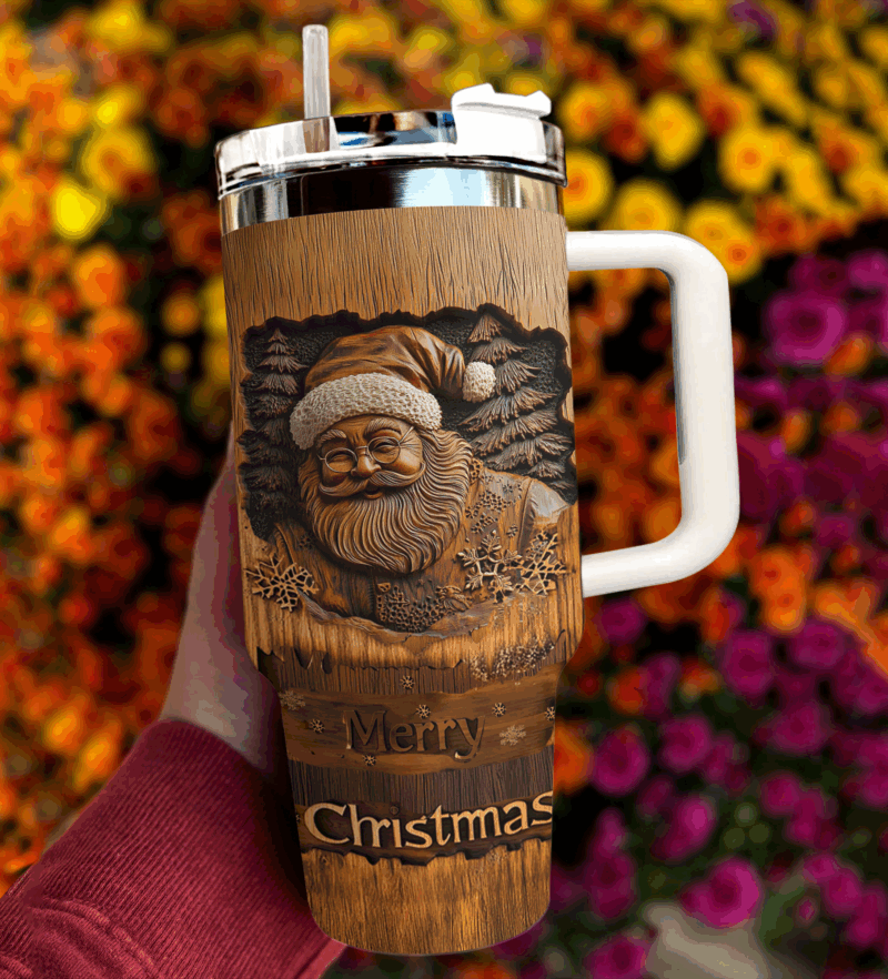 Old World Santa Christmas Custom Stanley Quencher 40oz Stainless Steel Tumbler With Handle - Threewoofs - Image 2