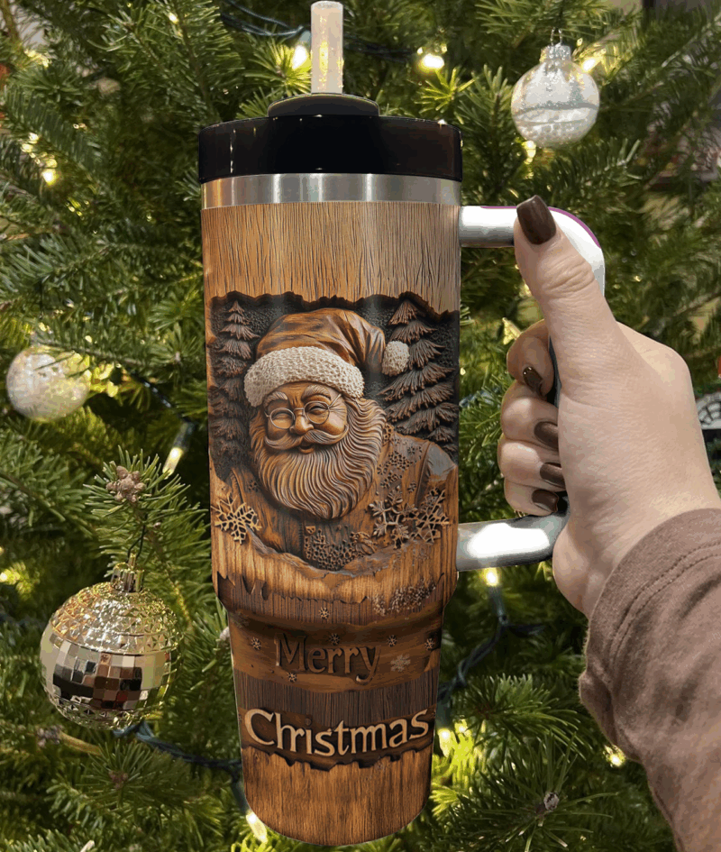 Old World Santa Christmas Custom Stanley Quencher 40oz Stainless Steel Tumbler With Handle - Threewoofs