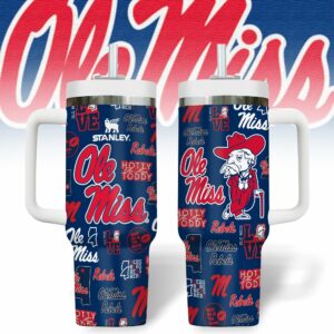 Ole Miss Rebels NCAA Sports Custom Stanley Quencher 40oz Stainless Steel Tumbler With Handle - Threewoofs