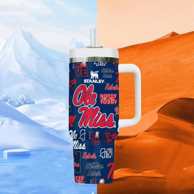 Ole Miss Rebels NCAA Sports Custom Stanley Quencher 40oz Stainless Steel Tumbler With Handle - Threewoofs - Image 5