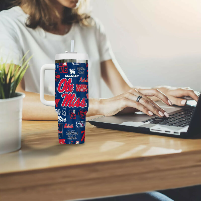 Ole Miss Rebels NCAA Sports Custom Stanley Quencher 40oz Stainless Steel Tumbler With Handle - Threewoofs - Image 8