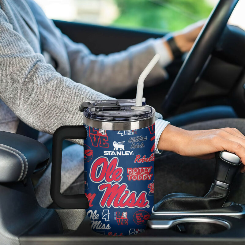 Ole Miss Rebels NCAA Sports Custom Stanley Quencher 40oz Stainless Steel Tumbler With Handle - Threewoofs - Image 6