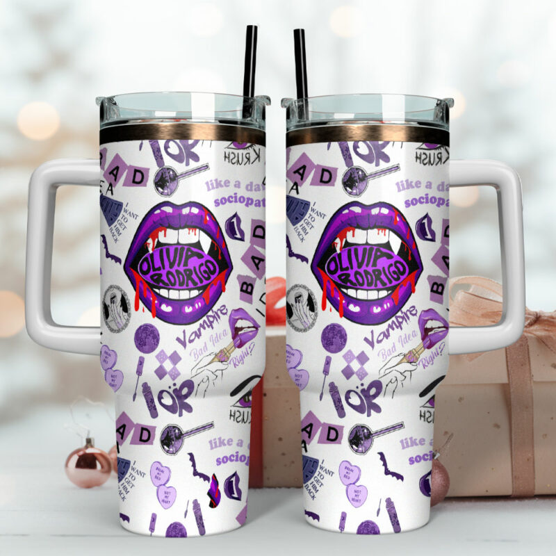 Olivia Rodrigo Music Custom Stanley Quencher 40oz Stainless Steel Tumbler With Handle - Threewoofs - Image 4