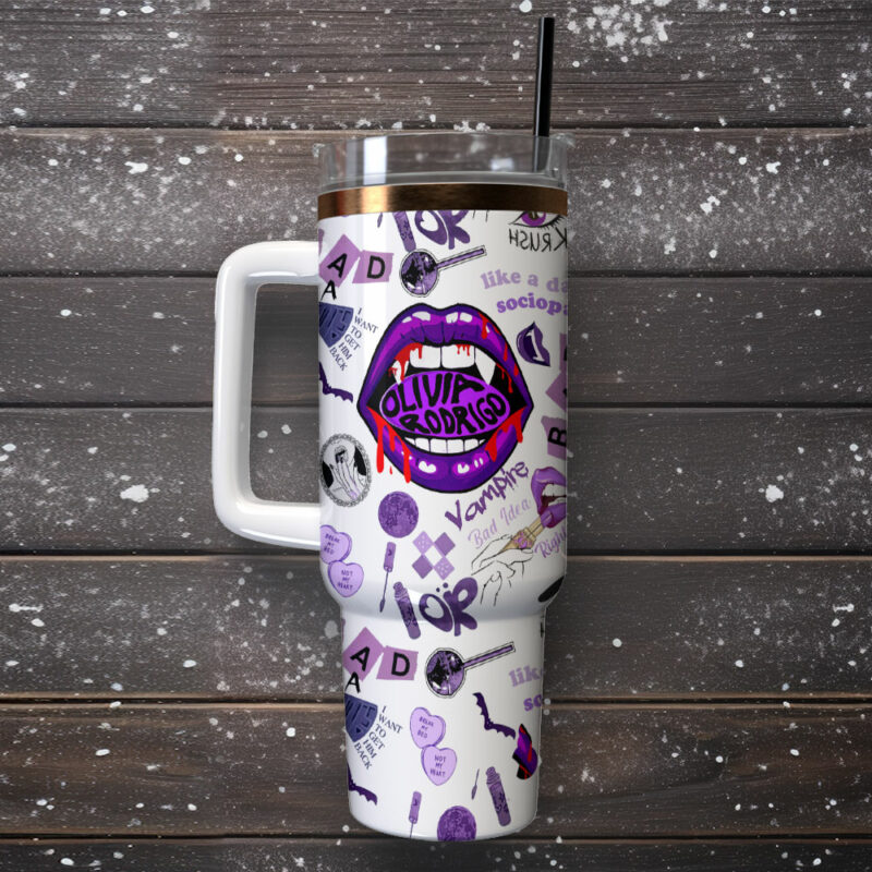 Olivia Rodrigo Music Custom Stanley Quencher 40oz Stainless Steel Tumbler With Handle - Threewoofs - Image 2