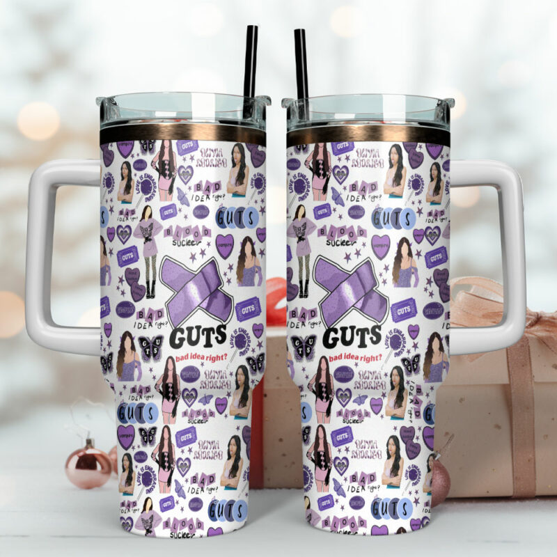 Olivia Rodrigo Music Custom Stanley Quencher 40oz Stainless Steel Tumbler With Handle - Threewoofs - Image 4