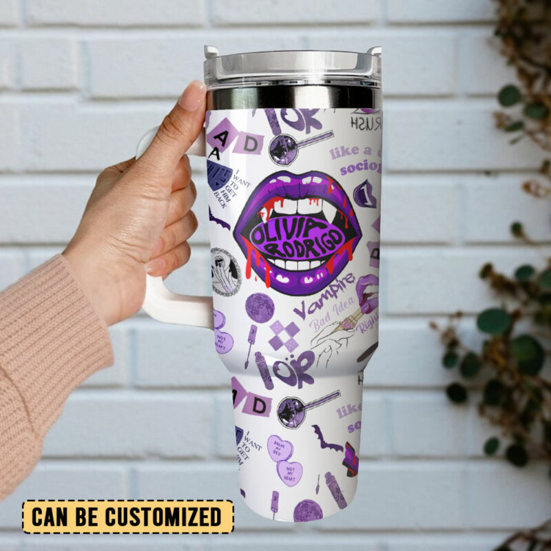 Olivia Rodrigo Music Custom Stanley Quencher 40oz Stainless Steel Tumbler With Handle - Threewoofs - Image 3