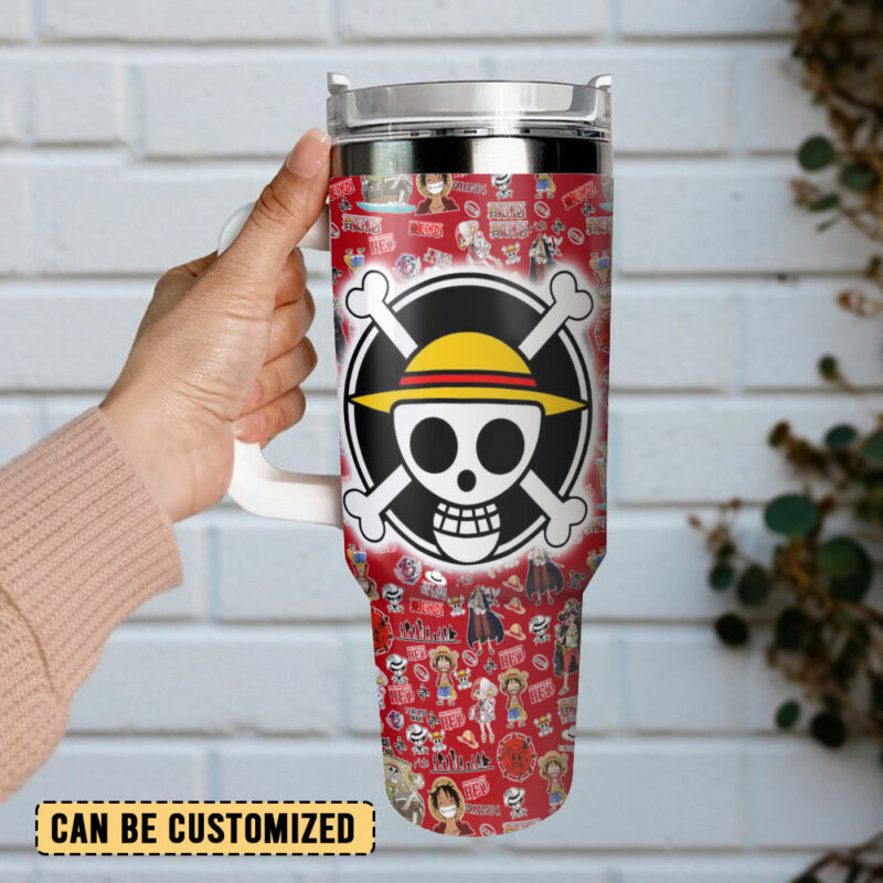 One Piece Anime Custom Stanley Quencher 40oz Stainless Steel Tumbler With Handle - Threewoofs - Image 3