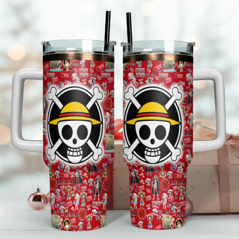 One Piece Anime Custom Stanley Quencher 40oz Stainless Steel Tumbler With Handle - Threewoofs - Image 4