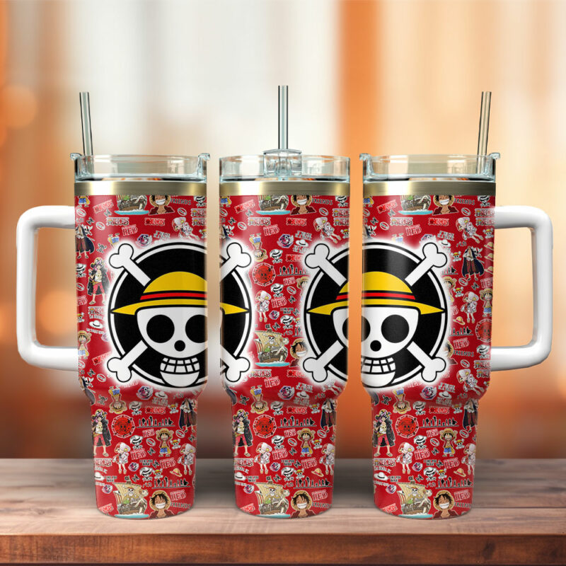 One Piece Anime Custom Stanley Quencher 40oz Stainless Steel Tumbler With Handle - Threewoofs