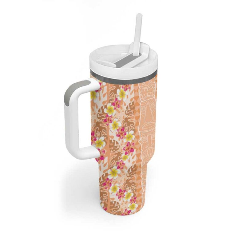 Orange Chiffon Aloha Hawaii Tiki Tropical Plumeria Seamless Custom Stanley Quencher 40oz Stainless Steel Tumbler With Handle - Threewoofs - Image 2