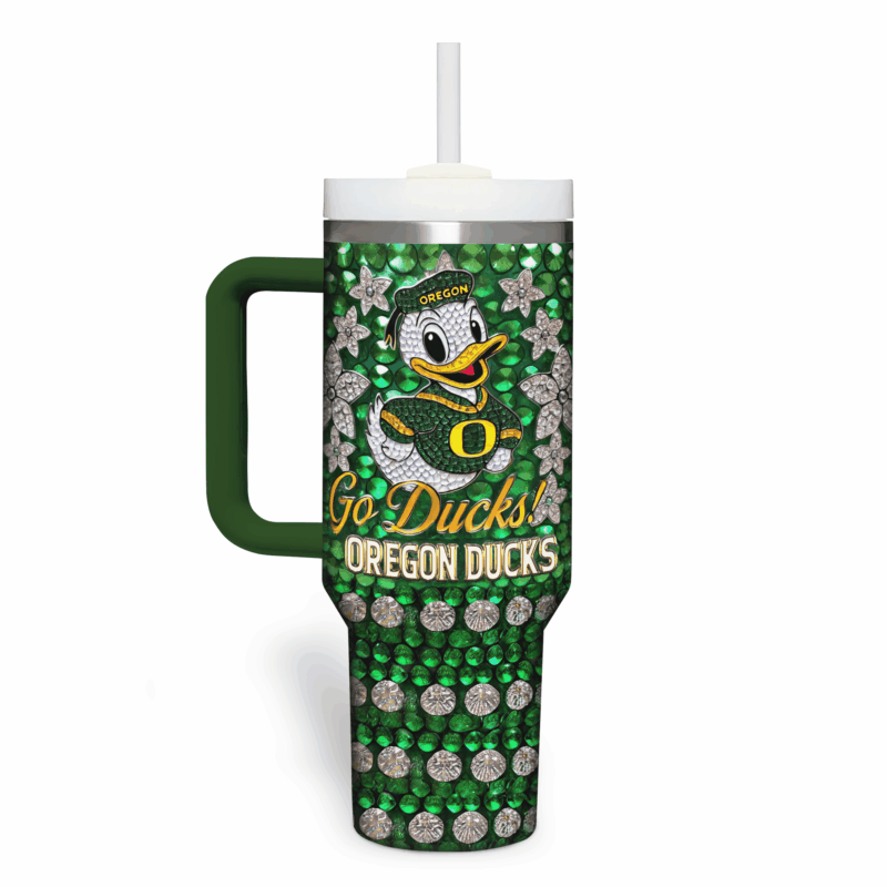 Oregon Ducks NCAA Sports Custom Stanley Quencher 40oz Stainless Steel Tumbler With Handle - Threewoofs - Image 3