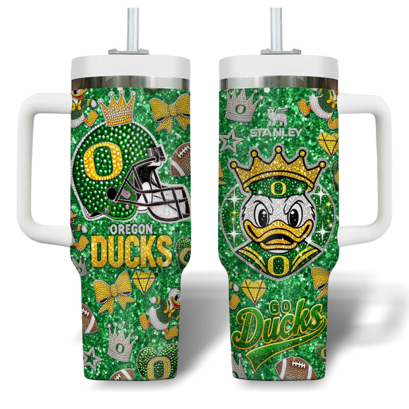 Oregon Ducks NCAA Sports Custom Stanley Quencher 40oz Stainless Steel Tumbler With Handle - Threewoofs - Image 4