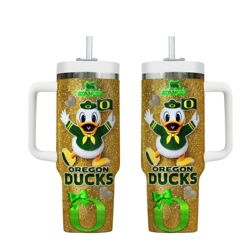 Oregon Ducks NCAA Sports Custom Stanley Quencher 40oz Stainless Steel Tumbler With Handle - Threewoofs - Image 2