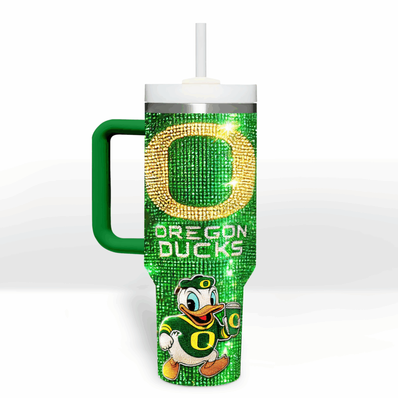 Oregon Ducks NCAA Sports Custom Stanley Quencher 40oz Stainless Steel Tumbler With Handle - Threewoofs - Image 4