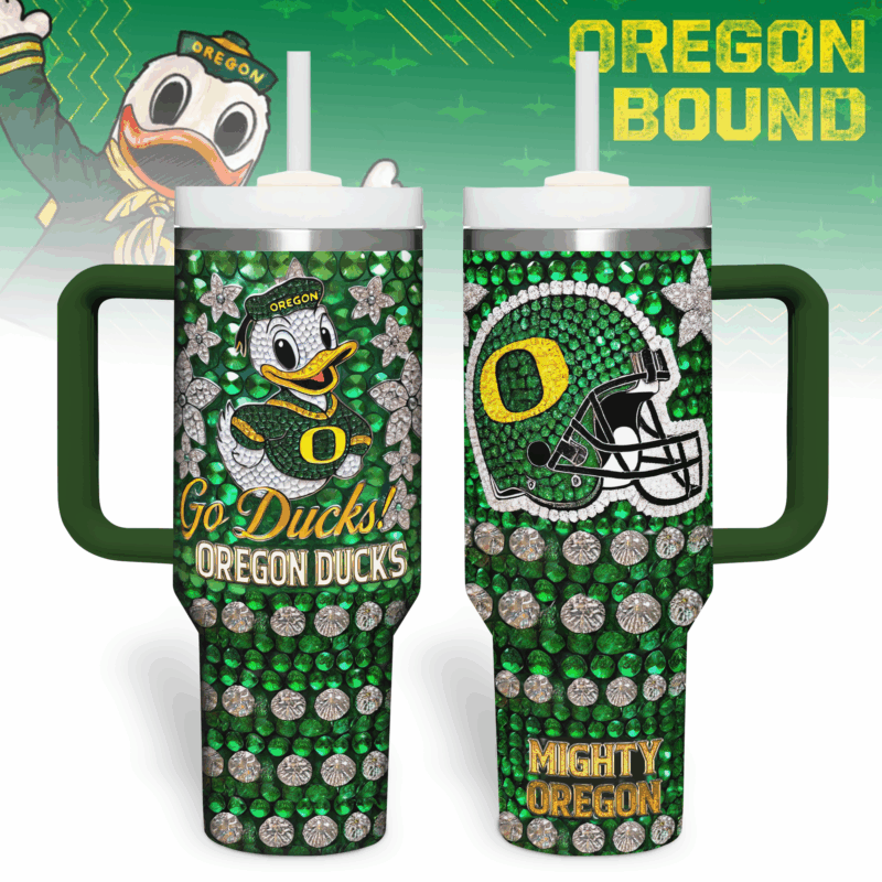 Oregon Ducks NCAA Sports Custom Stanley Quencher 40oz Stainless Steel Tumbler With Handle - Threewoofs