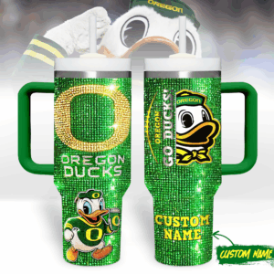 Oregon Ducks NCAA Sports Custom Stanley Quencher 40oz Stainless Steel Tumbler With Handle - Threewoofs