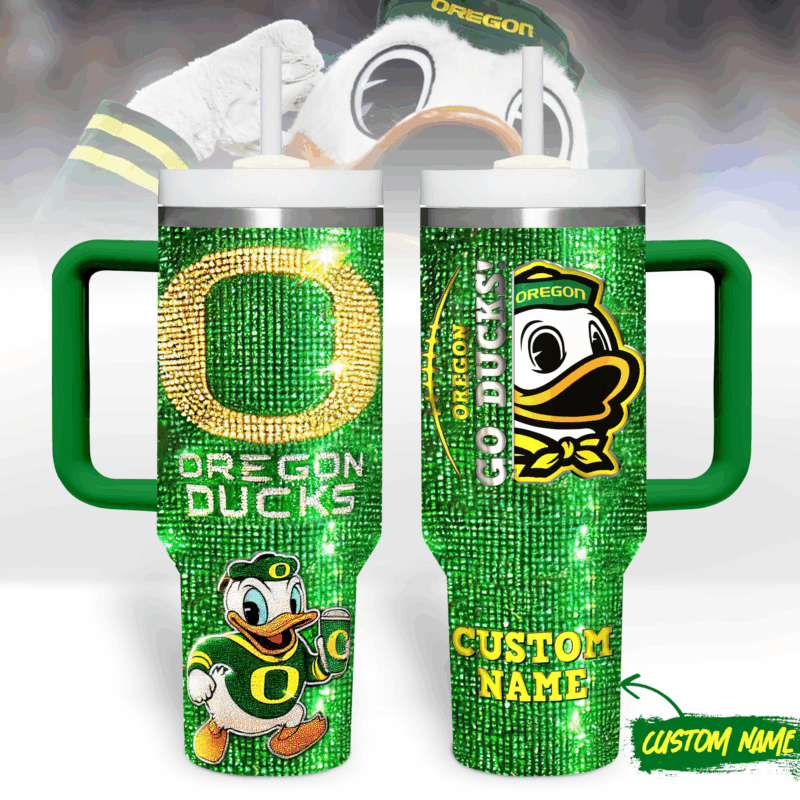 Oregon Ducks NCAA Sports Custom Stanley Quencher 40oz Stainless Steel Tumbler With Handle - Threewoofs