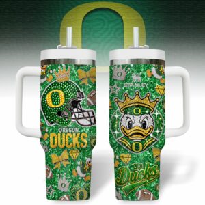 Oregon Ducks NCAA Sports Custom Stanley Quencher 40oz Stainless Steel Tumbler With Handle - Threewoofs