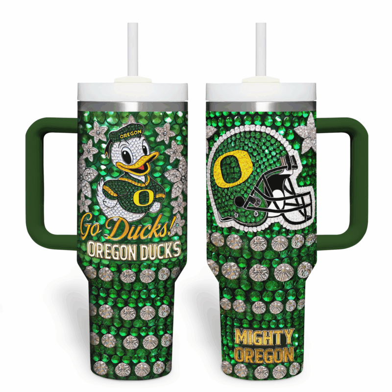 Oregon Ducks NCAA Sports Custom Stanley Quencher 40oz Stainless Steel Tumbler With Handle - Threewoofs - Image 2
