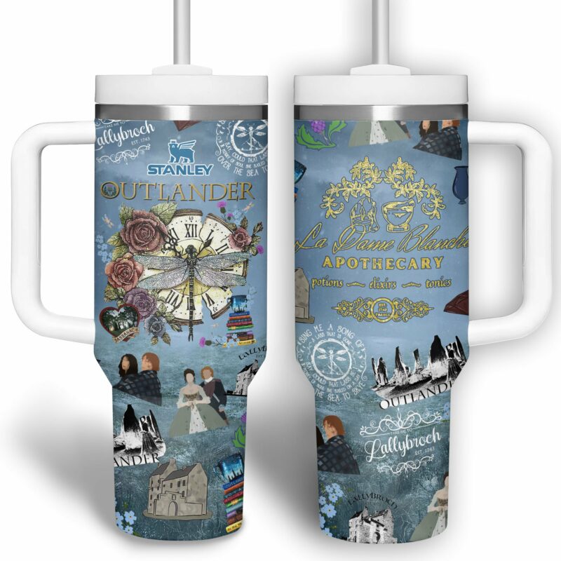 Outlander TV Series Custom Stanley Quencher 40oz Stainless Steel Tumbler With Handle - Threewoofs