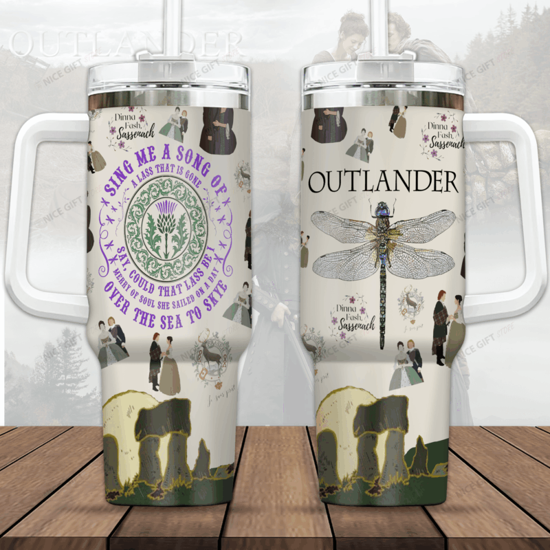Outlander TV Series Custom Stanley Quencher 40oz Stainless Steel Tumbler With Handle - Threewoofs