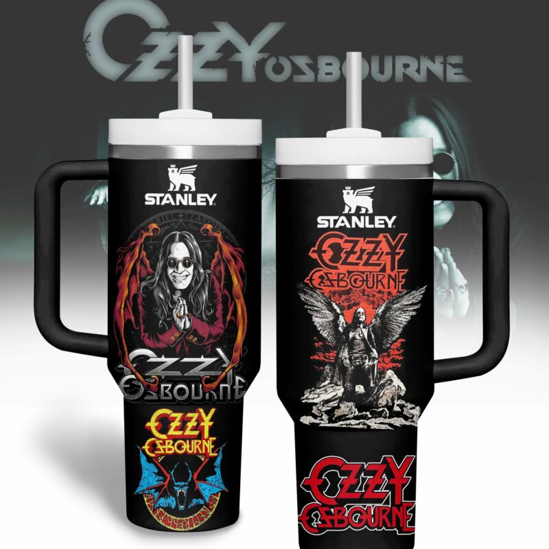 Ozzy Osbourne Music Custom Stanley Quencher 40oz Stainless Steel Tumbler With Handle - Threewoofs