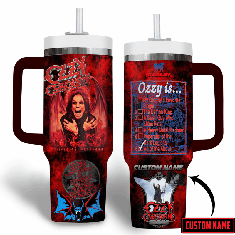 Ozzy Osbourne Music Custom Stanley Quencher 40oz Stainless Steel Tumbler With Handle - Threewoofs - Image 2