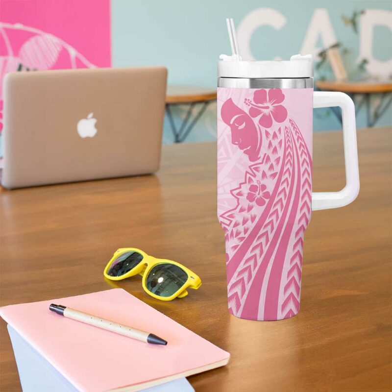 Pacific Girl and Butterfly Cancer Ribbon Custom Stanley Quencher 40oz Stainless Steel Tumbler With Handle - Threewoofs - Image 5