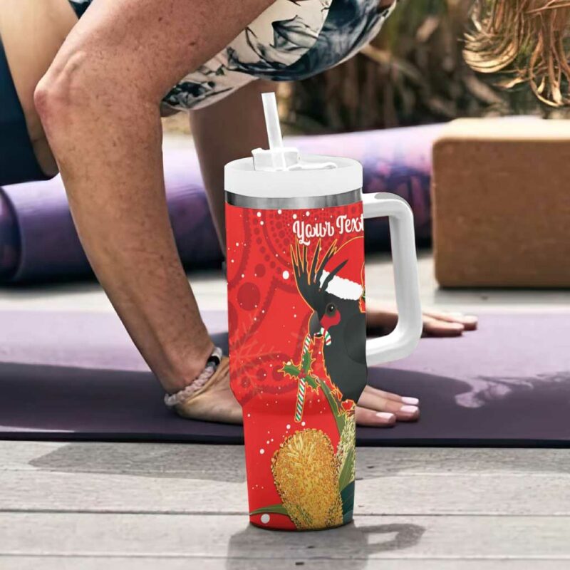 Palm Cockatoo Australia Christmas Merry Chrissie ‚Äì Banksia Flowers Custom Stanley Quencher 40oz Stainless Steel Tumbler With Handle - Threewoofs - Image 6