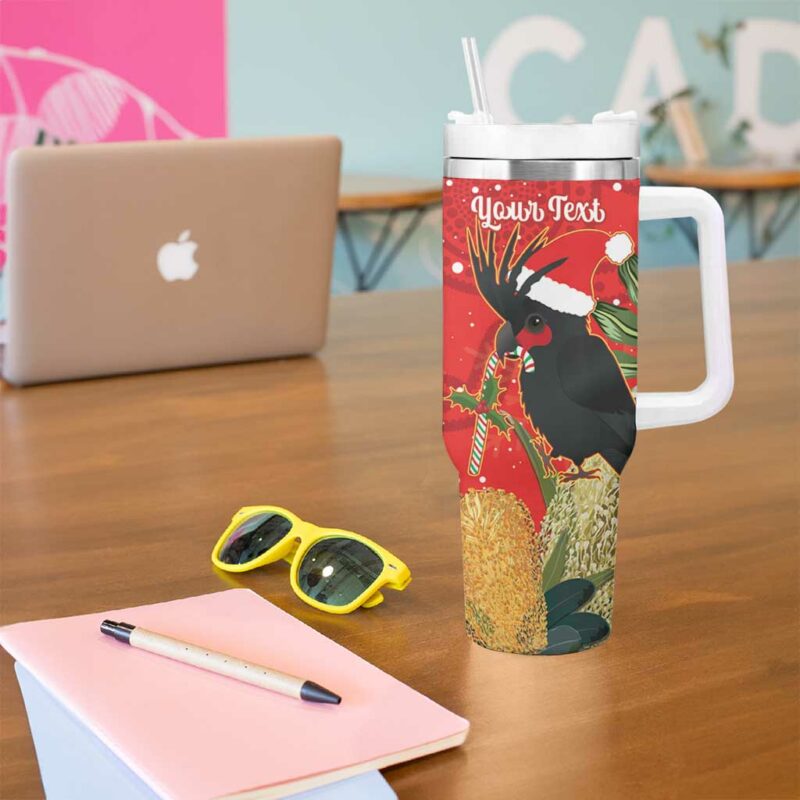 Palm Cockatoo Australia Christmas Merry Chrissie ‚Äì Banksia Flowers Custom Stanley Quencher 40oz Stainless Steel Tumbler With Handle - Threewoofs - Image 5