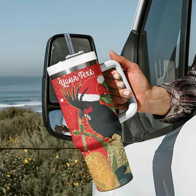 Palm Cockatoo Australia Christmas Merry Chrissie ‚Äì Banksia Flowers Custom Stanley Quencher 40oz Stainless Steel Tumbler With Handle - Threewoofs - Image 7