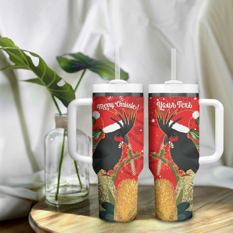 Palm Cockatoo Australia Christmas Merry Chrissie ‚Äì Banksia Flowers Custom Stanley Quencher 40oz Stainless Steel Tumbler With Handle - Threewoofs - Image 9