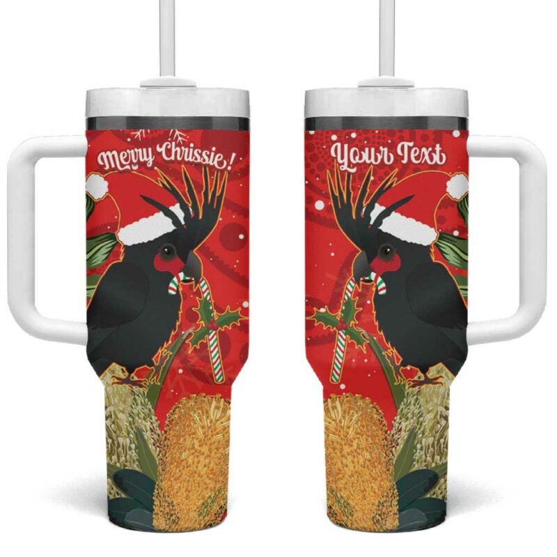 Palm Cockatoo Australia Christmas Merry Chrissie ‚Äì Banksia Flowers Custom Stanley Quencher 40oz Stainless Steel Tumbler With Handle - Threewoofs - Image 2