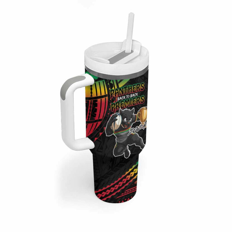 Panthers Champion Grand Final 2024 With Polynesian Style Custom Stanley Quencher 40oz Stainless Steel Tumbler With Handle - Threewoofs - Image 3