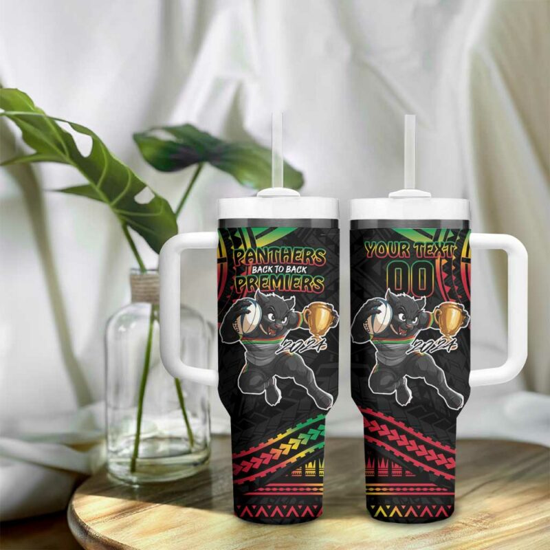 Panthers Champion Grand Final 2024 With Polynesian Style Custom Stanley Quencher 40oz Stainless Steel Tumbler With Handle - Threewoofs - Image 9