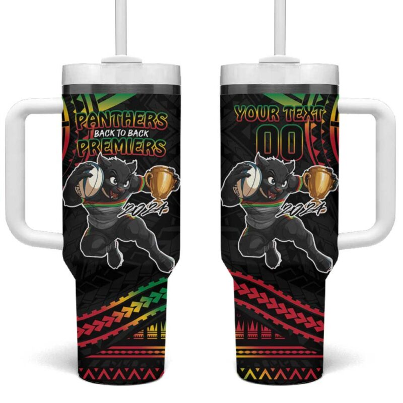 Panthers Champion Grand Final 2024 With Polynesian Style Custom Stanley Quencher 40oz Stainless Steel Tumbler With Handle - Threewoofs - Image 2