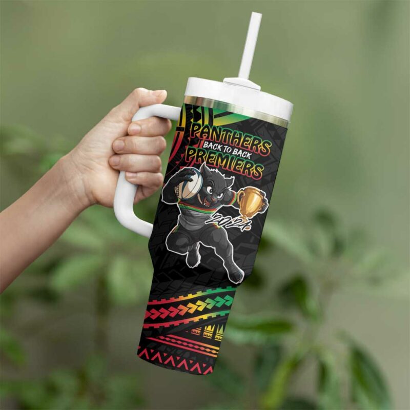 Panthers Champion Grand Final 2024 With Polynesian Style Custom Stanley Quencher 40oz Stainless Steel Tumbler With Handle - Threewoofs - Image 4