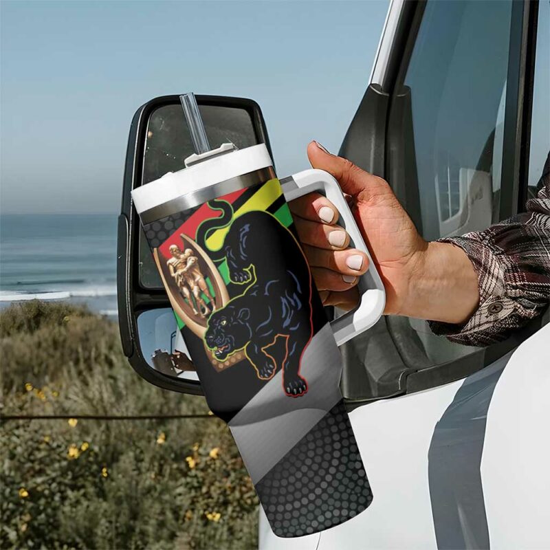 Panthers Rugby 2024 Mascot With Trophy Go Champions Aboriginal Art Custom Stanley Quencher 40oz Stainless Steel Tumbler With Handle - Threewoofs - Image 7